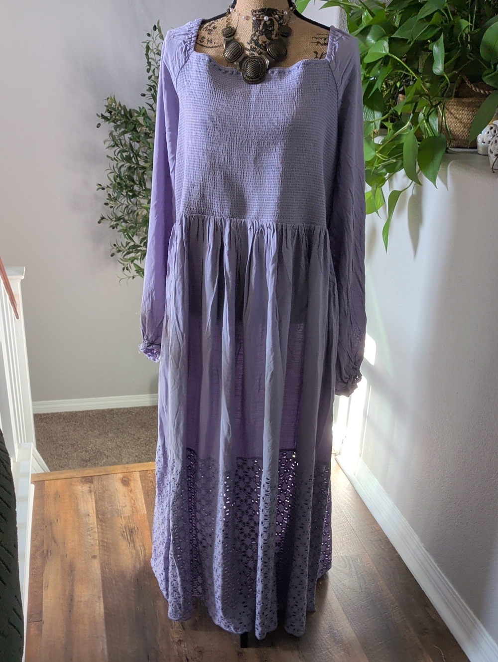City Chic Lavender Maxi Dress with Eyelet Hem XXL